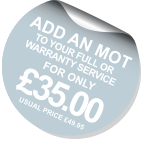 Add an MOT to your full or warranty service for only £35.00